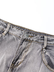 Retro Tie-dyeing Gradient Washed-out Jeans Woman