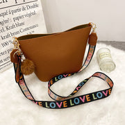 Printing Shoulder Girdle Women's Bucket Bag Lychee Pattern