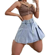 High Waist A- Line Pleated Skirt Casual All-match Retro