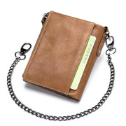 Men's Genuine Leather Retro Zipper Tri-fold Cowhide Wallet