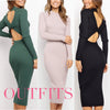Women's Suits Sweater Dresses Women's Solid Color Backless Bow Tight Dresses