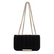 One Shoulder Velvet Chain Crossbody Bag
