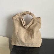 Corduroy Cloth Versatile Large Capacity Shoulder Bag Literary Handbag