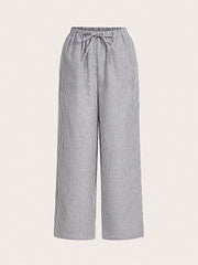 Women's Comfortable Elastic Waist Pinstripe Casual Loose Trousers