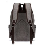 Casual Canvas Backpack Men's Business Laptop Bag With Buckle Drawstring Design