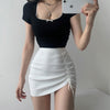 Hip Skirt Design High Waist With Straps Stretch Knitted Women's Skirt
