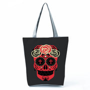 Portable Large Capacity Skull Printed Handbag